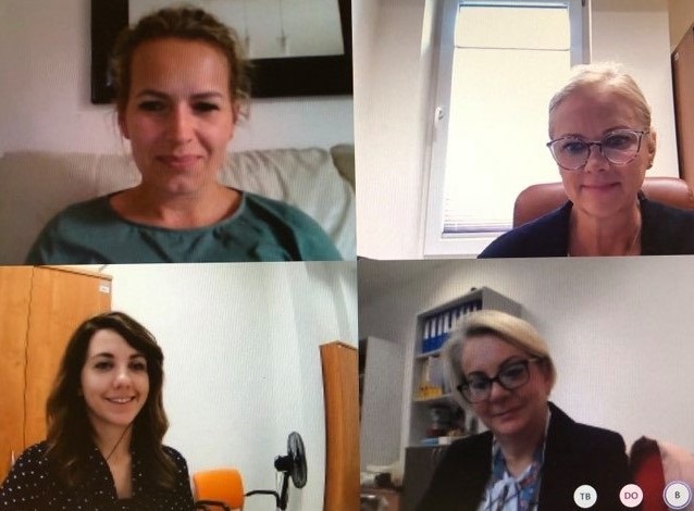 4 kobiety - przedstawiciele Biura i członków Klastra, połączeni na wideo